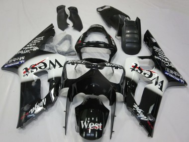 Comprar Carenados Moto Kawasaki ZX6R 2003-2004 - Negro Brillante Blanco West