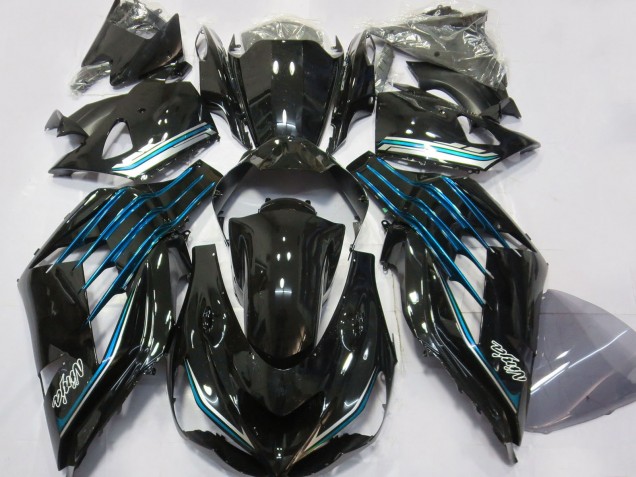 Comprar Carenados Moto Kawasaki ZX14R ZZR1400 2012-2024 - Negro Brillante Azul Claro