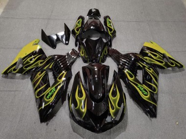 Comprar Carenados Moto Kawasaki ZX14R 2006-2011 - Negro Brillante Amarillo Llama