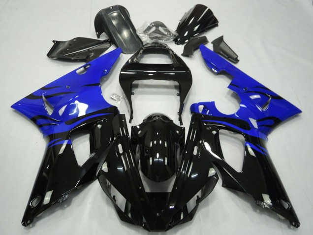 Comprar Carenados Moto Yamaha R1 2000-2001 - Azul Negro Brillante Llama