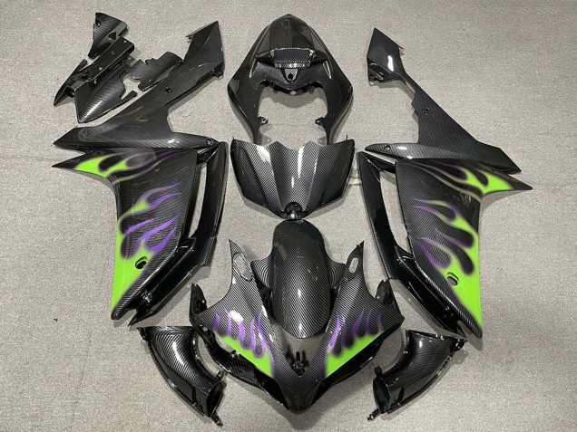 Comprar Carenados Moto Yamaha R1 2007-2008 - FibraCarbono Verde Púrpura Llama
