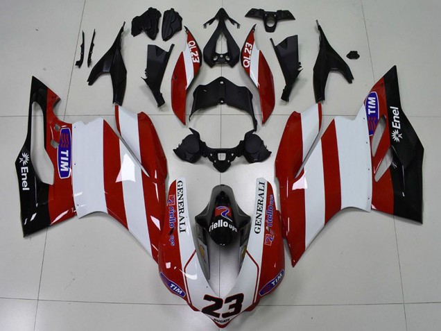 Comprar Carenados Moto Ducati 959 1299 2015-2020 - Blanco Rojo Negro Brillante Generali Tim 23