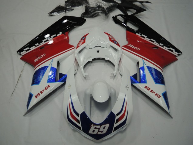 Comprar Carenados Moto Ducati 848 2007-2014 - Blanco Rojo Azul Negro Brillante Corse 69