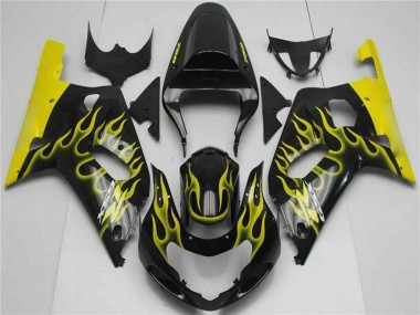 Comprar Carenados Moto Suzuki GSXR 600/750 2001-2003 - Negro Brillante Amarillo Llama