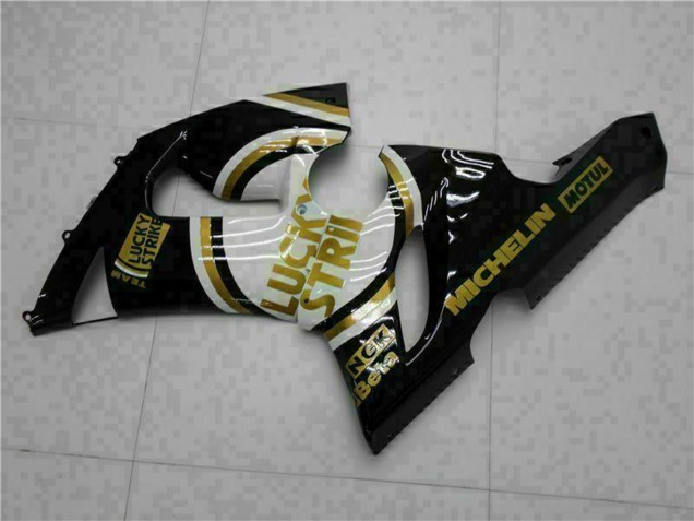 Comprar Carenados Moto Kawasaki ZX6R 2005-2006 - Negro Brillante Blanco Oro Lucky Strike