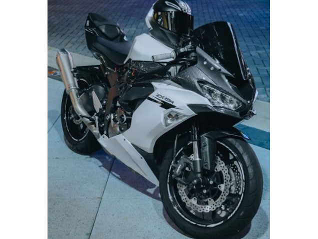 Comprar Carenados Moto Kawasaki ZX6R 2019-2022 - Blanco Negro FibraCarbono