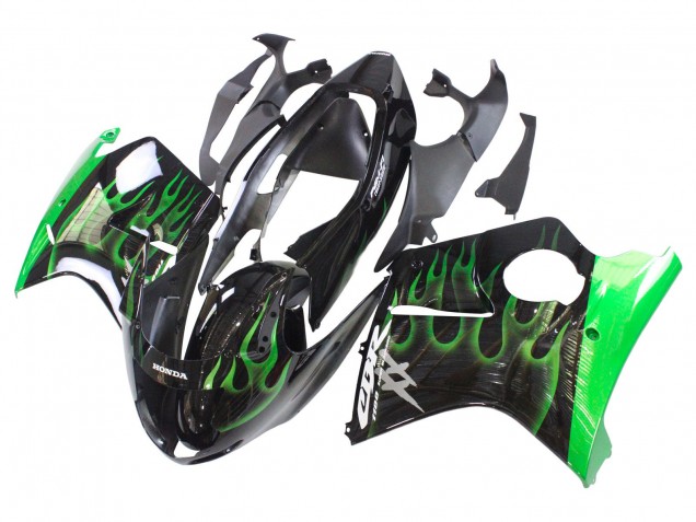 Comprar Carenado Moto Honda CBR1100XX Blackbird 1996-2007 - Negro Brillante Verde Llama