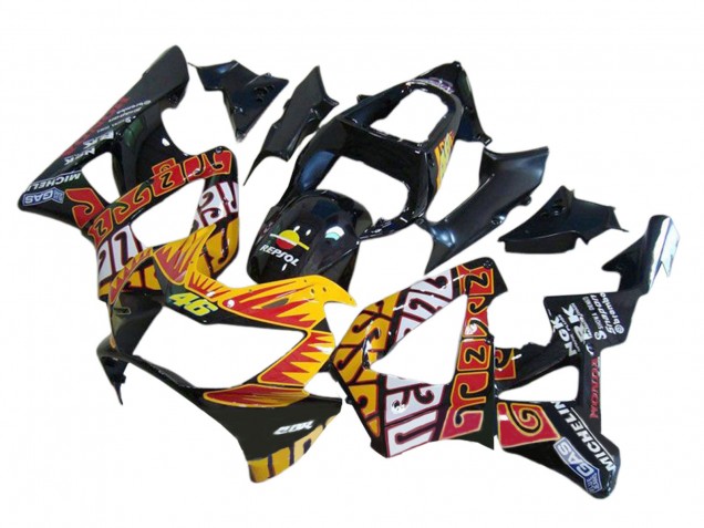Comprar Carenados Moto Honda CBR900RR 929 2000-2001 - Negro Brillante Naranja Repsol Rossi
