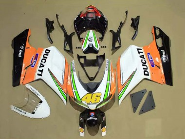 Comprar Carenados Moto Ducati 848/1098/1198 2007-2014 - Blanco Naranja Verde Negro Brillante Tim 46