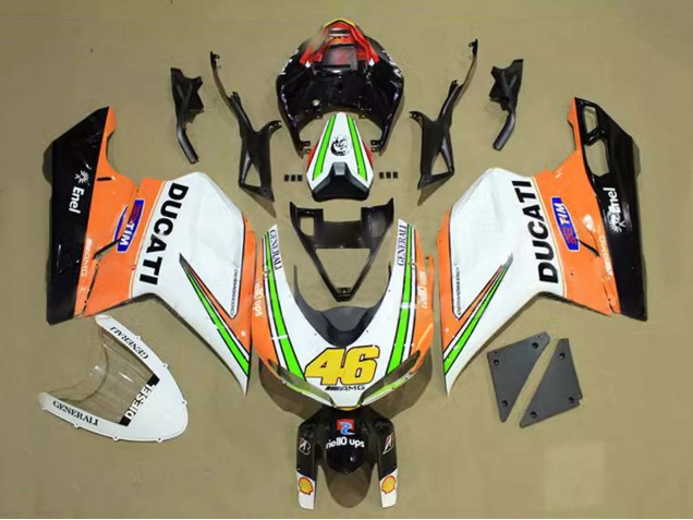 Comprar Carenados Moto Ducati 848/1098/1198 2007-2014 - Blanco Naranja Verde Negro Brillante Tim 46