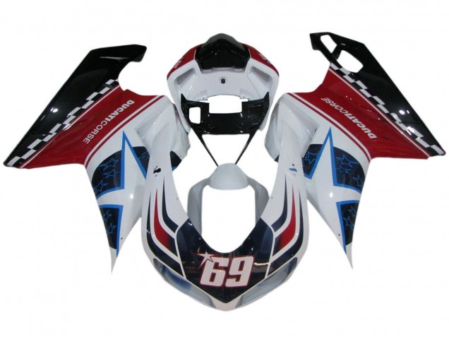 Comprar Carenados Moto Ducati 848/1098/1198 2007-2014 - Blanco Rojo Azul Negro Brillante Corse 69