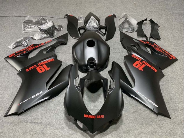 Comprar Carenados Moto Ducati 1199 2011-2014 - Negro Mate Rojo Calcomanías Mambo Cafe 19
