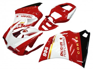 Comprar Carenados Moto Ducati 996 1993-2005 - Blanco Rojo Oro Negro Brillante Corse Performance