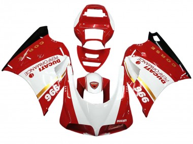 Comprar Carenados Moto Ducati 996 1993-2005 - Blanco Rojo Oro Negro Brillante Corse Performance