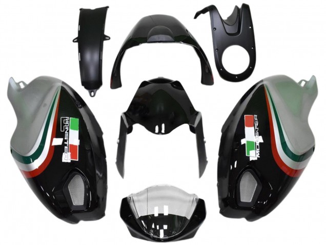 Comprar Carenados Moto Ducati Monster 696 796 1100 1100S 2008-2012 - Negro Brillante Plata Rojo Verde