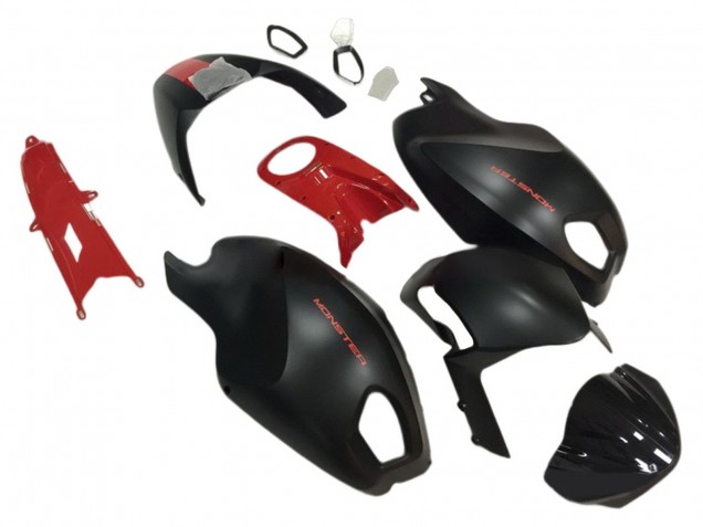 Comprar Carenados Moto Ducati Monster 696 796 1100 1100S 2008-2012 - Rojo Negro Mate Monstruo