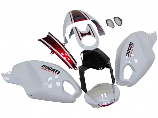 Comprar Carenados Moto Ducati Monster 696 796 1100 1100S 2008-2012 - Blanco Rojo Negro Brillante
