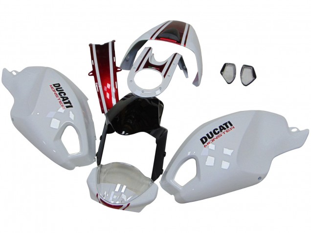 Comprar Carenados Moto Ducati Monster 696 796 1100 1100S 2008-2012 - Blanco Rojo Negro Brillante