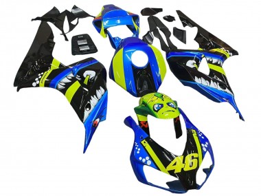 Comprar Carenados Moto Honda CBR1000RR 2006-2007 - Azul Fluorescent Verde Negro Brillante Tiburón 46