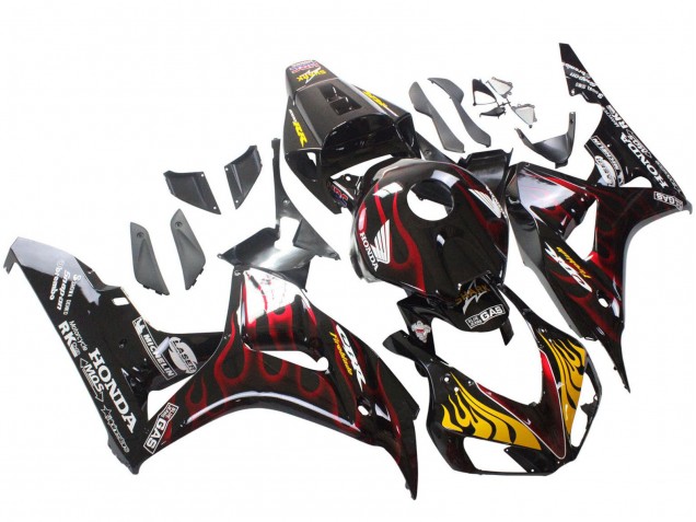 Comprar Carenados Moto Honda CBR1000RR 2006-2007 - Negro Brillante Amarillo Rojo Llama
