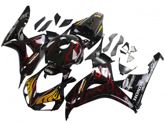 Comprar Carenados Moto Honda CBR1000RR 2006-2007 - Negro Brillante Amarillo Rojo Llama