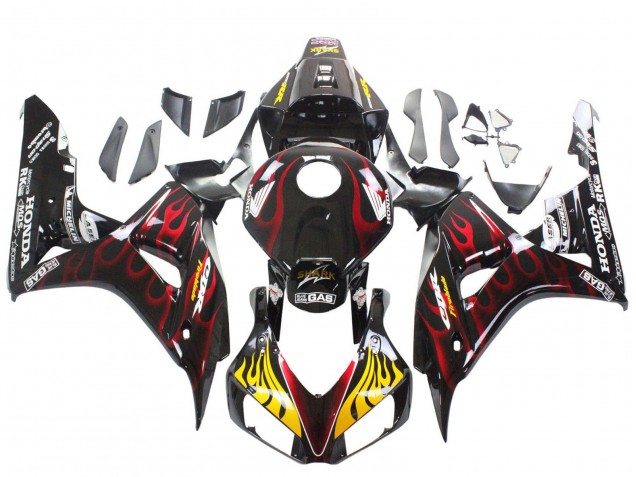 Comprar Carenados Moto Honda CBR1000RR 2006-2007 - Negro Brillante Amarillo Rojo Llama