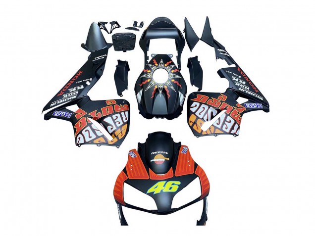 Comprar Carenados Moto Honda CBR600RR 2003-2004 - Negro Mate Naranja Repsol Rossi 46