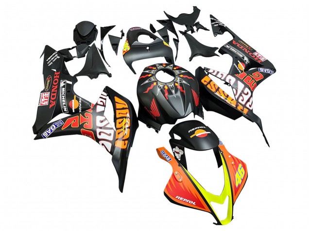 Comprar Carenados Moto Honda CBR600RR 2007-2008 - Negro Mate Naranja Rojo Rossi Repsol 46