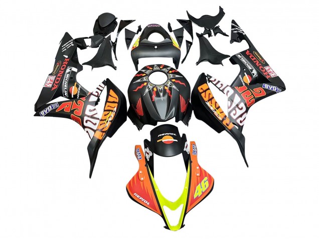 Comprar Carenados Moto Honda CBR600RR 2007-2008 - Negro Mate Naranja Rojo Rossi Repsol 46