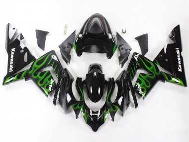 Comprar Carenados Moto Kawasaki ZX10R 2004-2005 - Negro Verde Llama Ninja