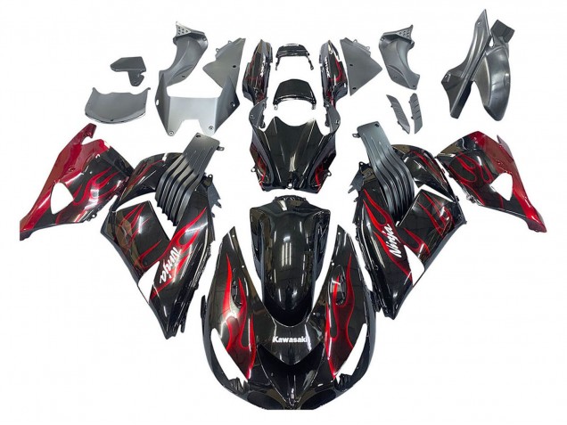 Comprar Kits Carenado Moto Kawasaki ZX14R ZZR1400 2006-2011 - Negro Brillante Rojo Llama