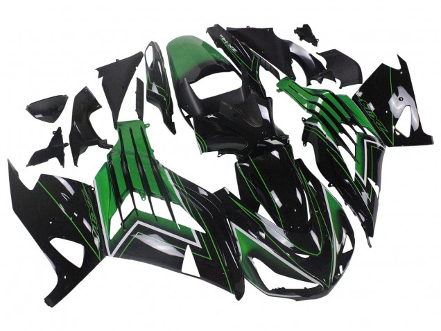 Comprar Carenados Moto Kawasaki ZX14R ZZR1400 2012-2024 - Verde Negro Brillante Raya