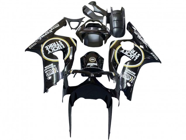 Comprar Carenados Moto Kawasaki ZX6R 2003-2004 - Negro Brillante Blanco Motul Lucky Strike