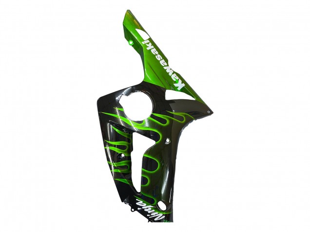 Comprar Carenados Moto Kawasaki ZX6R 2003-2004 - Negro Brillante Verde Llama