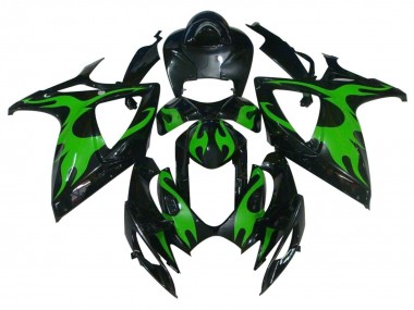 Comprar Carenados Moto Suzuki GSXR 600 / GSXR 750 2004-2005 - Negro Brillante Verde Llama