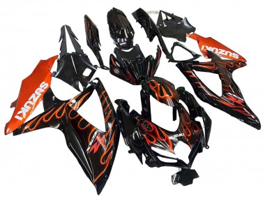 Comprar Carenados Moto Suzuki GSXR 600 / GSXR 750 2008-2010 - Negro Brillante Naranja Llama