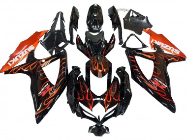 Comprar Carenados Moto Suzuki GSXR 600 / GSXR 750 2008-2010 - Negro Brillante Naranja Llama
