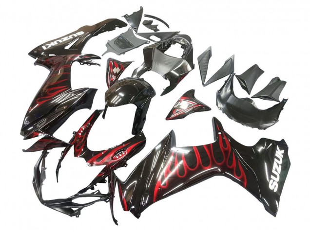 Comprar Carenados Moto Suzuki GSXR 600 / GSXR 750 2011-2024 - Negro Brillante Rojo Llama