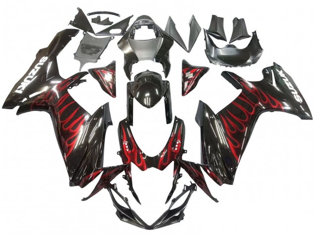 Comprar Carenados Moto Suzuki GSXR 600 / GSXR 750 2011-2024 - Negro Brillante Rojo Llama