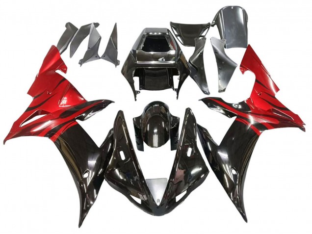 Comprar Carenados Moto Yamaha YZF 1000 R1 2002-2003 - Negro Brillante Rojo Llama