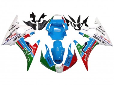 Comprar Carenados Moto Yamaha YZF R6 2003-2004 - Blanco Azul Verde Rojo Kastinee Dunlop Motul