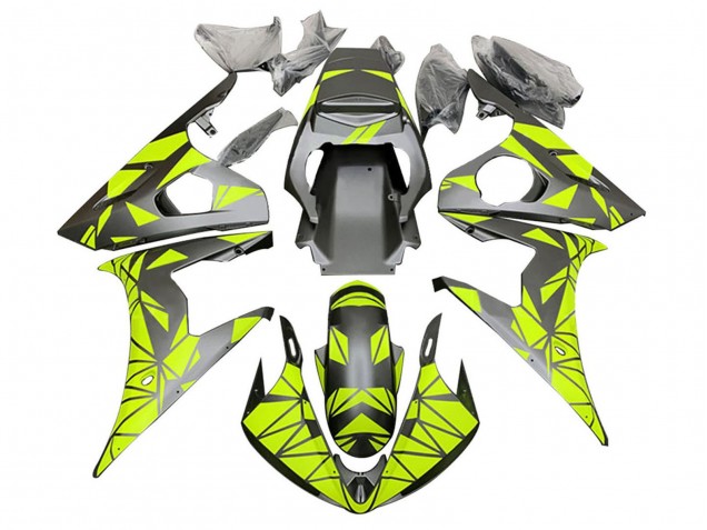 Comprar Carenados Moto Yamaha YZF R6 2003-2004 - Neon Verde Negro Mate Geométrico