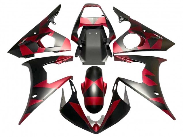 Comprar Carenados Moto Yamaha YZF 600 R6 2005 - Negro Mate Rojo Geométrico