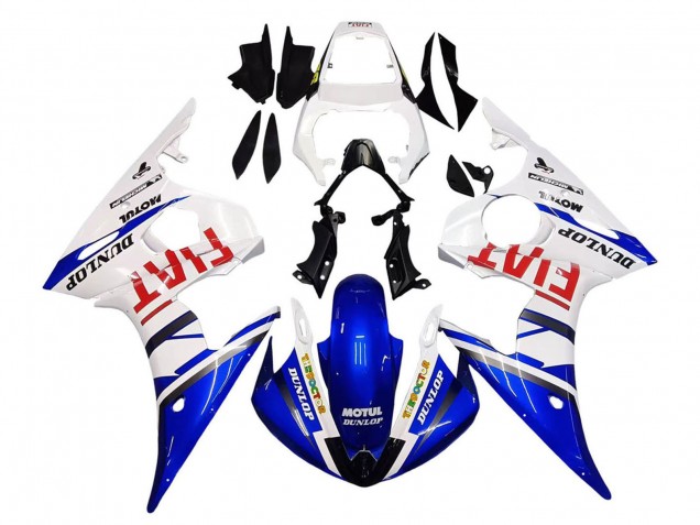 Comprar Carenados Moto Yamaha YZF 600 R6 2005 - Blanco Azul Dunlop Fiat Motul