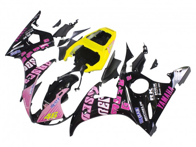 Comprar Carenados Moto Yamaha YZF 600 R6 2005 - Negro Rosa Amarillo Repsol 46