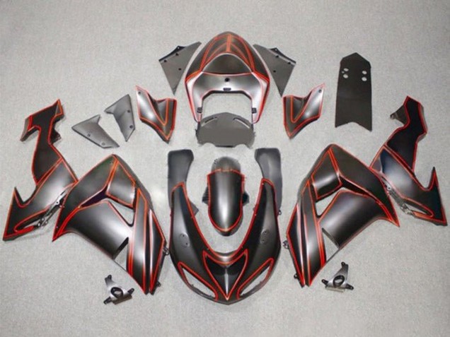 Comprar Carenados Moto Kawasaki ZX10R 2006-2007 - Negro Mate Rojo Pinstripe