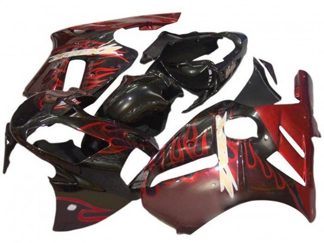 Comprar Carenados Moto Kawasaki ZX12R 2000-2001 - Negro Brillante Rojo Llama