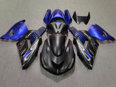 Comprar Carenados Moto Kawasaki ZX14R ZZR1400 2006-2011 - Negro Mate Azul Plata Llama
