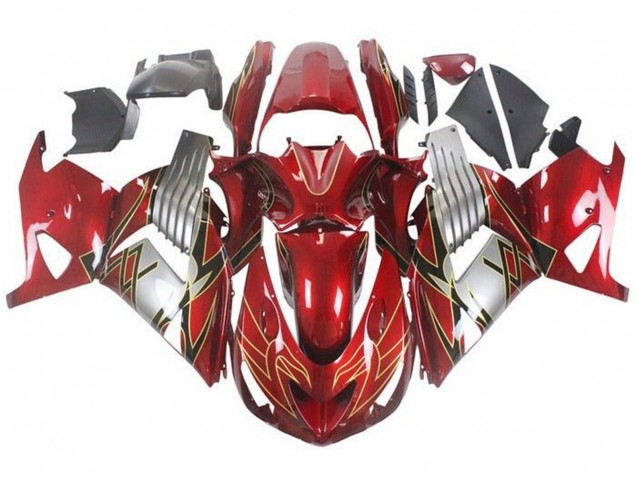 Comprar Carenados Moto Kawasaki ZX14R ZZR1400 2006-2011 - Rojo Plata Negro Oro
