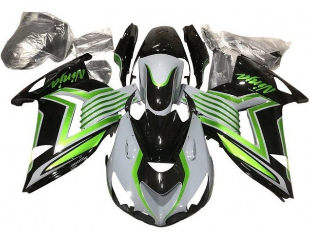 Comprar Carenados Moto Kawasaki ZX14R ZZR1400 2012-2024 - Blanco Verde Negro Brillante